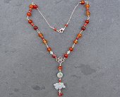 red agate, jade & Bali silver necklace