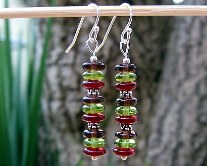 stacked glass disc earrings