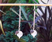 frosted quartz crystal & haematite heart earrings