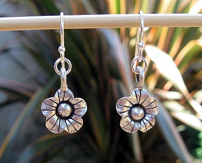 Thai Karen silver flower earrings