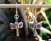 Thai Karen silver dragonfly earrings