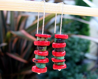 red jasper & turquoise earrings