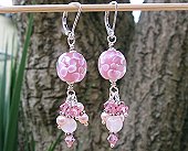 pink flowers & rose quartz earrings