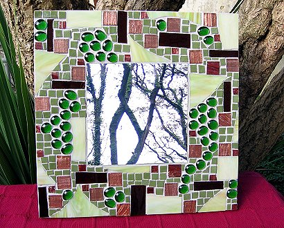 green & brown mosaic mirror