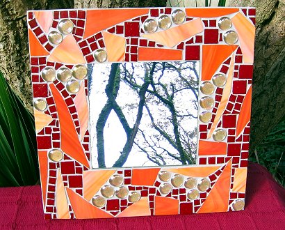 orange & red mosaic mirror