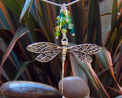 dragonfly & crystals necklace