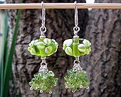 green flowers & peridot earrings