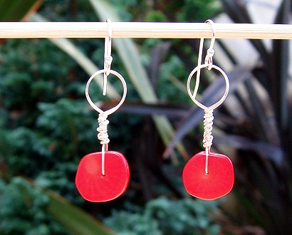 red jasper slice earrings