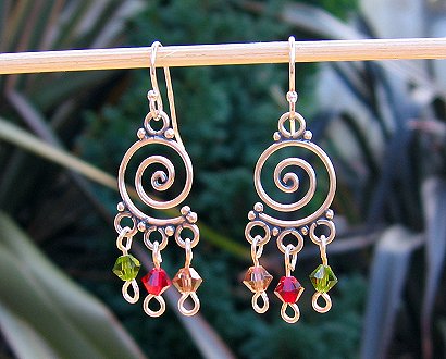 Bali swirls & crystal earrings