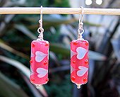 lampwork glass heart earrings