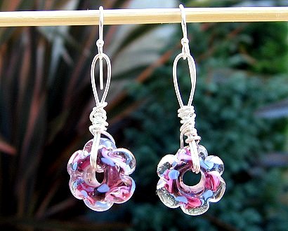 pink & blue flower earrings