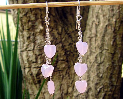 pale pink heart earrings