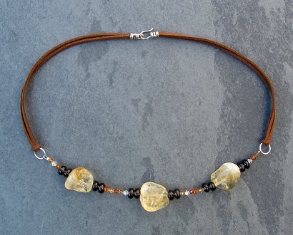 citrine, smoky quartz & crystals necklace